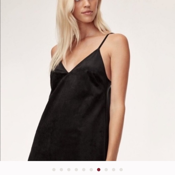 Aritzia Wilfred Free Black Suede Mini Slip Cami Dress Size XXS - Picture 9 of 9